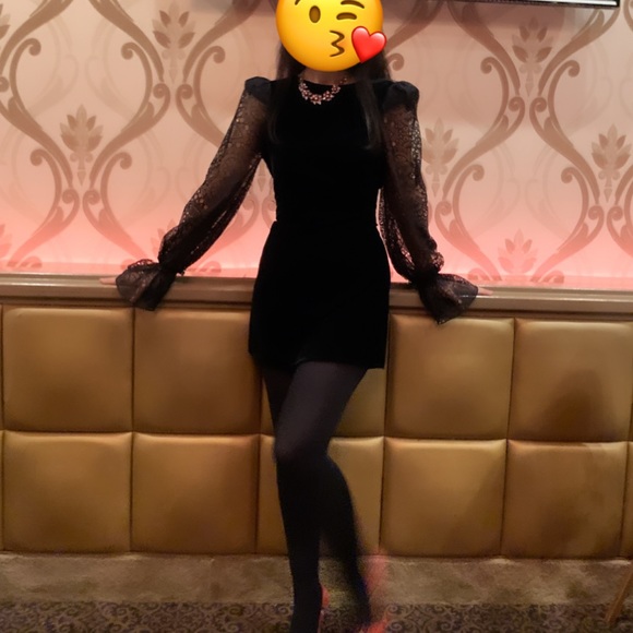 H&M x Vampires Wife Lace Sleeve Velvet mini dress - Picture 6 of 8